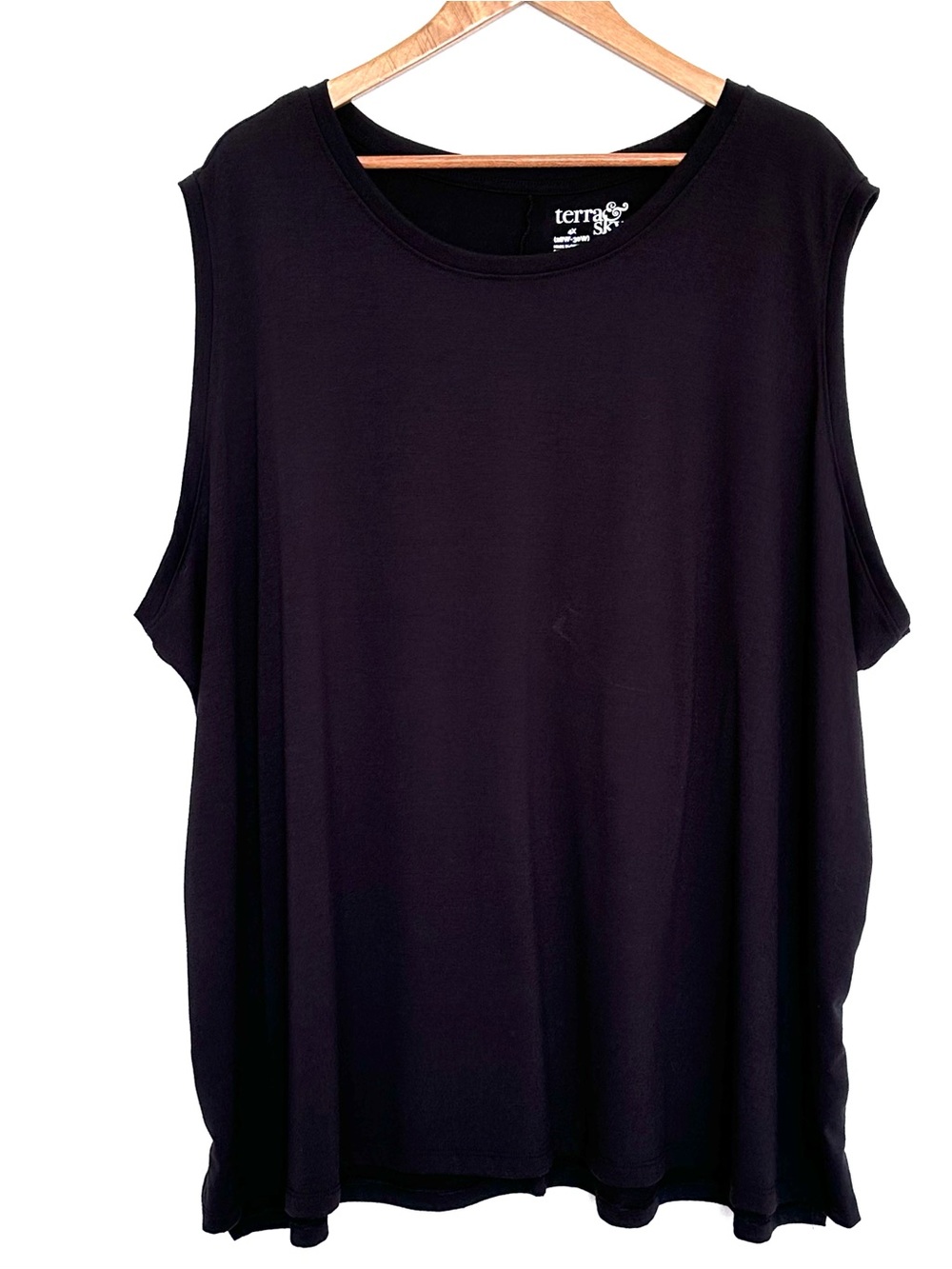 Terra & Sky Plus Tank Top Women’s 4X Black Sleeveless Lightweight Pullover Top